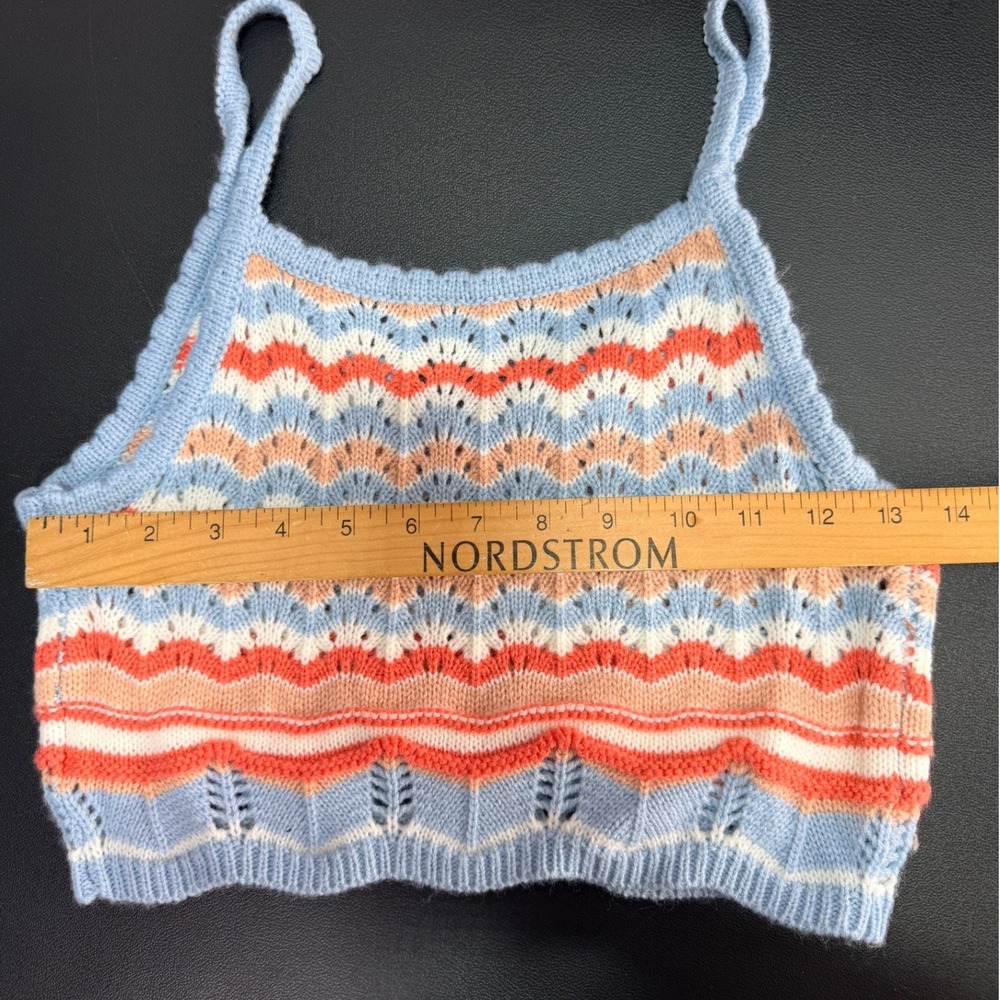 SHEIN Knit Sweater Crop Top Womens XS Chevron Boho Festival Sleeveless Tank Soft - Picture 4 of 10